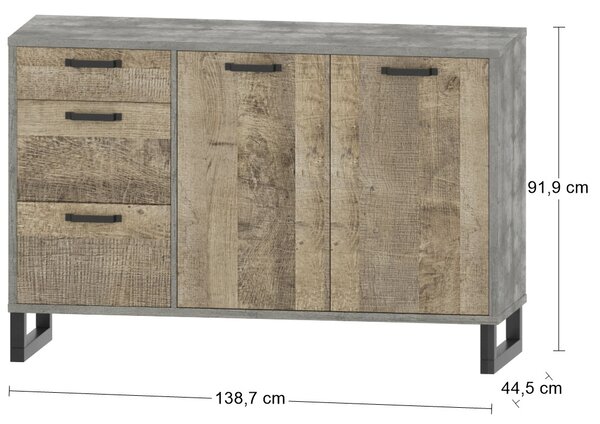 Dvojdverová komoda so zásuvkami Bova CH-2D/3DR - pieskový dub / woodcon