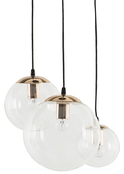 Závesná lampa zlatá priehľadná sklo 3 okrúhle tienidlá moderný štýl obývačka jedáleň