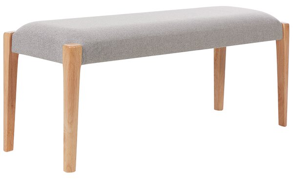 Lavička do predsiene svetlé drevo MDF svetlosivý polyester čalúnené sedadlo retro tradičný dizajn
