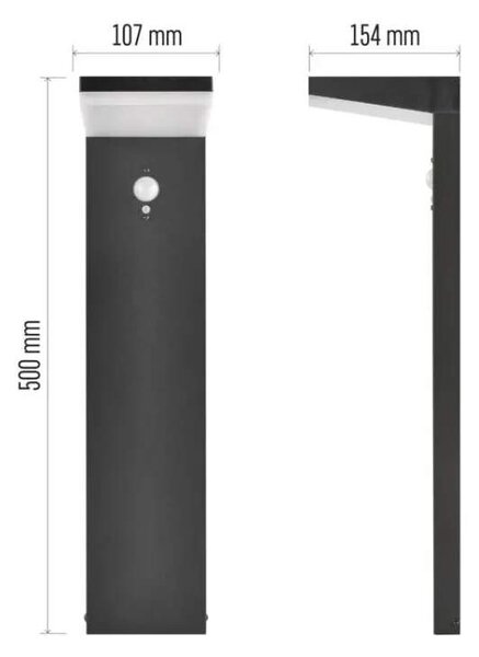 Solárne stĺpikové svietidlo EMOS VEREA – 460 lm, PIR 10 m, IP44, teplá biela (ZGK0B4S)
