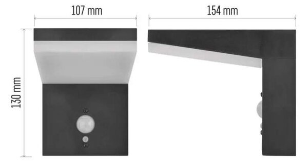 LED solárne nástenné svietidlo VEREA 4,4 W 3000 K IP44 čierne (ZGK044S)