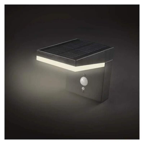 LED solárne nástenné svietidlo VEREA 4,4 W 3000 K IP44 čierne (ZGK044S)