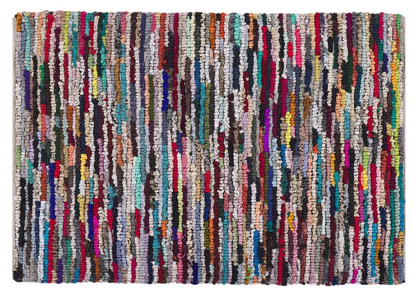 Koberec viacfarebný zmes polyesteru a bavlny 140 x 200 cm ručne tkaný obdĺžnikový boho orientálny dizajn