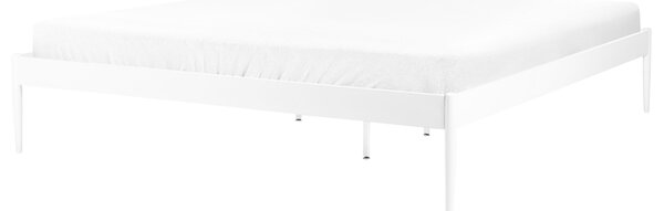 Posteľ biela kovová 180 x 200 cm lamely z preglejky minimalistický industriálny dizajn spálňa