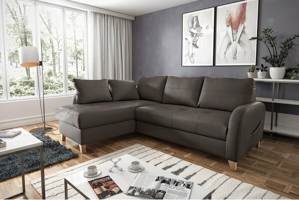 ROHOVÁ SEDAČKA, textil, koža, tmavohnedá Livetastic - Sedačky, Online Only