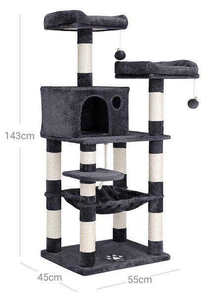 SONGMICS Mačacie škrabadlo Multiple I 143 cm tmavo šedé