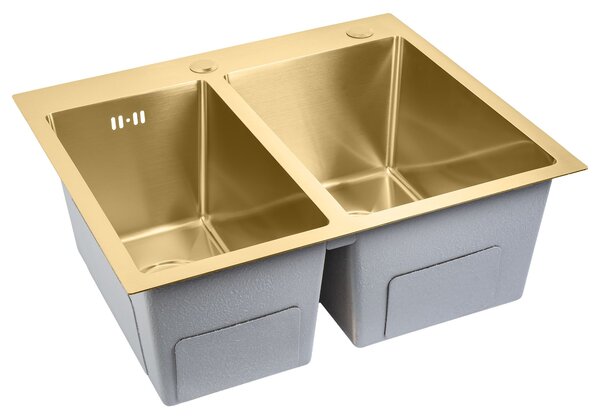 Rea Toby, 1.5-komorový nerezový drez 560x480x210 mm, zlatá matná, ZLE-06415