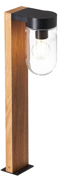 Soklové svietidlo Cabar drevený vzhľad sklenené