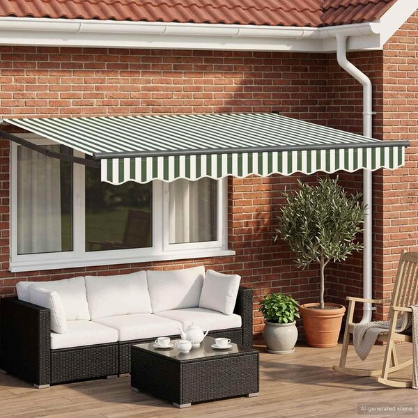 Maison Exclusive – Elektrická solárna markíza, 3 x 2,5 m, zelenobiela, prúžkovaná