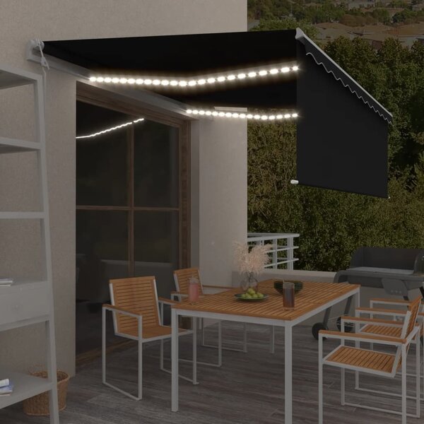 Maison Exclusive – Elektrická markíza s LED osvetlením a senzorom, rozmery 4 x 3 m, farba antracit