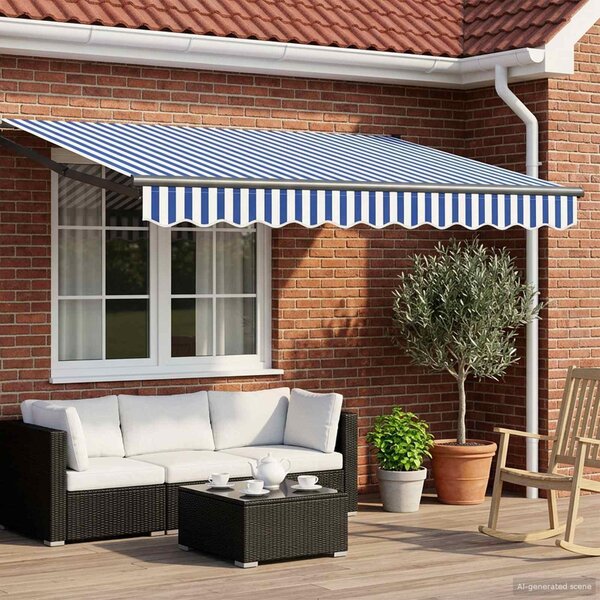 Maison Exclusive – Elektrická solárna markíza, 3,5 x 2,5 m, modro-biela, prúžkovaná