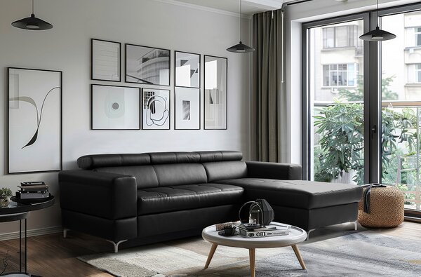 ROHOVÁ SEDAČKA, textil, koža, čierna Livetastic - Sedačky, Online Only