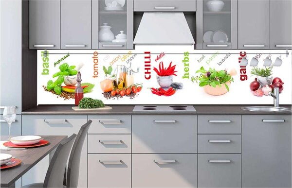 Samolepiace tapety za kuchynskou linku, rozmer 260 cm x 60 cm, korenie, DIMEX KI-260-003
