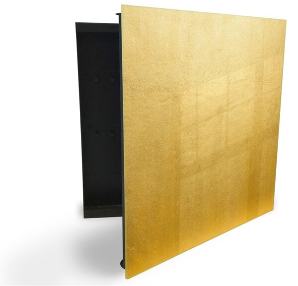 Glasdekor skrinka na kľúče - zlatá betónová textúra - Ľavé / Biela