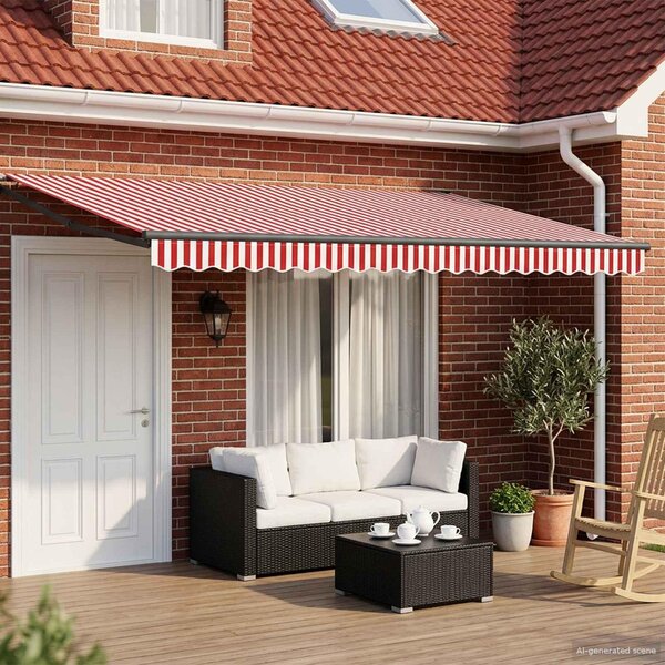 Maison Exclusive – Elektrická solárna markíza, 5 x 3 m, červeno-biela