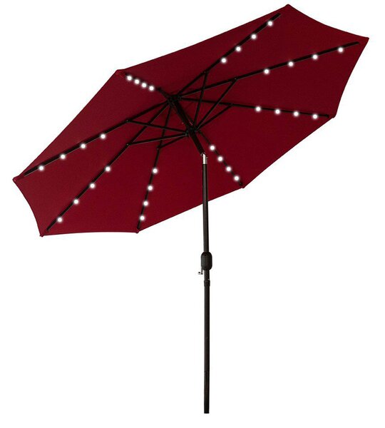 Cappa Garden Záhradný slnečník s LED osvetlením, solárny, 270 cm, červený