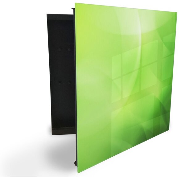 Glasdekor skrinka na kľúče - zelený abstraktný melír - Ľavé / Biela