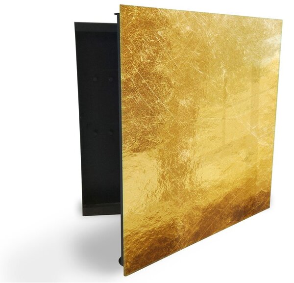 Glasdekor skrinka na kľúče - abstraktné textúra zlato - Pravé / Biela