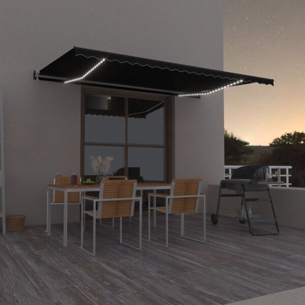 Maison Exclusive – Elektrická markíza s LED osvetlením a senzorom, rozmery 5 x 3,5 m, farba antracit