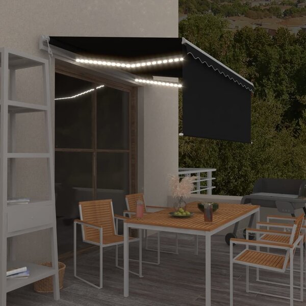 Maison Exclusive – Elektrická markíza s LED osvetlením a senzorom, rozmer 3,5 x 2,5 m, farba antracit