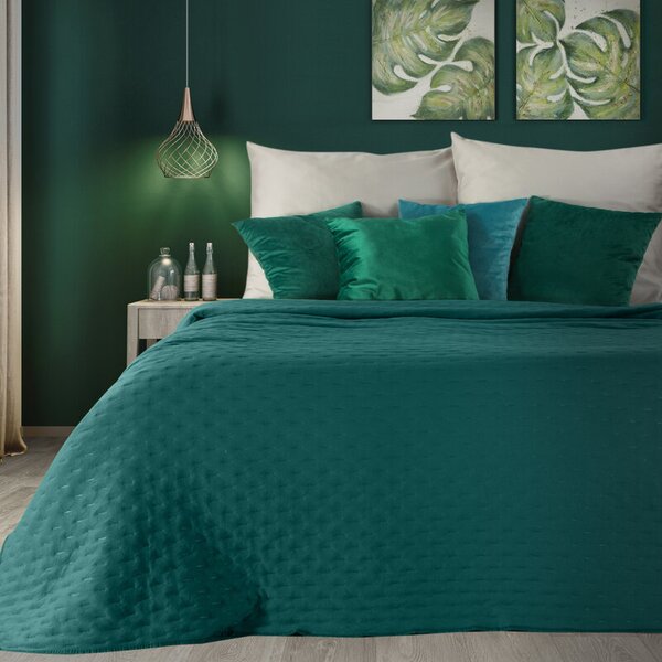 EUROFIRANY Jednofarebný prehoz na posteľ vyrobený technológiou horúceho lisovania 220 cm x 240 cm tmavo tyrkysová 100 % polyester Rozmery textílií: 170 cm x 210 cm