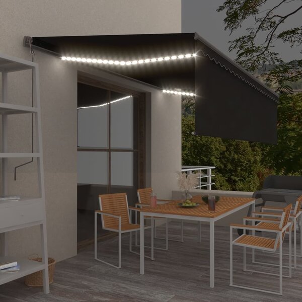 Maison Exclusive – Elektrická markíza s LED osvetlením a senzorom, 5 x 3 m, antracitová farba