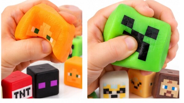 FoxBox Adventný kalendár pre deti Squishy Minecraft – 24 antistresových stláčacích hračiek, vianočný darček