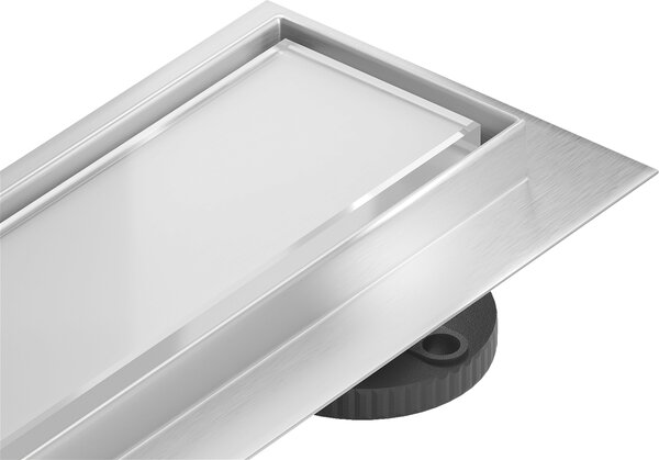 Mexen Flat 360 ° MGW rotačný lineárny odtok 80 cm biele sklo - 1027080-40