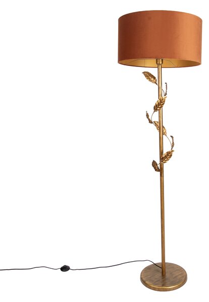 Stojacia lampa zlatá s oranžovým tienidlom a zlatým interiérom 50 cm - Linden