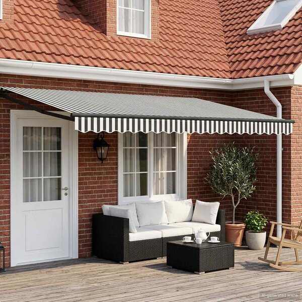Maison Exclusive – Elektrická solárna markíza, rozmery 4 x 3 m, pruhovaná (antracitová a biela)
