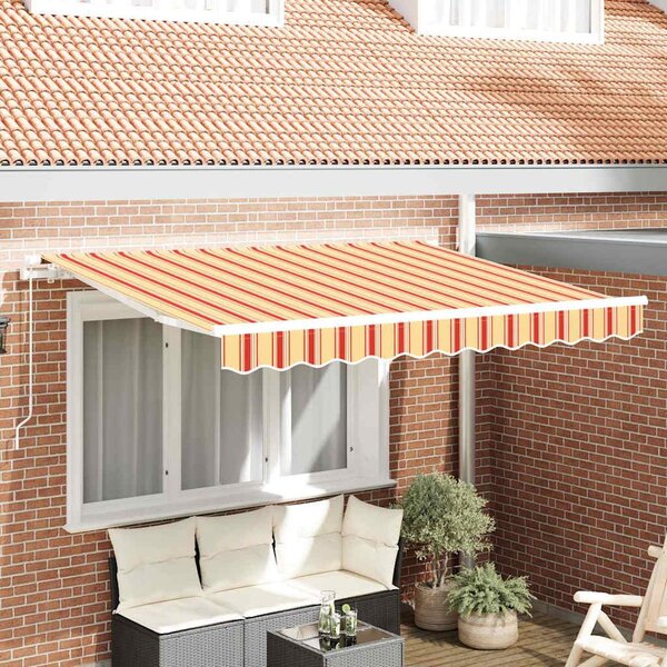 Maison Exclusive – Manuálna markíza, 3,5 x 2 m, pruhovaná (žltá, oranžová a biela)