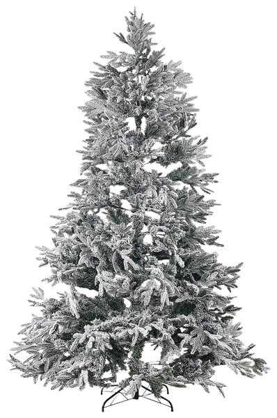 Umelý vianočný stromček biely PVC kovový podstavec 240 cm zasnežené vetvy škandinávsky štýl