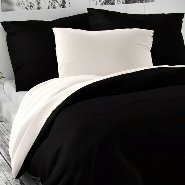 Kvalitex Saténové obliečky Luxury Collection čierna / biela, 140 x 200 cm, 70 x 90 cm