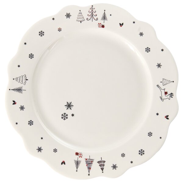 20-dielna sada jedálenského riadu biela porcelánový riad pre 4 osoby taniere a šálky zimný motív