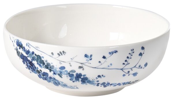 12-dielna sada jedálenského riadu biela a modrá porcelánový riad pre 4 osoby taniere a misky kvetinový motív