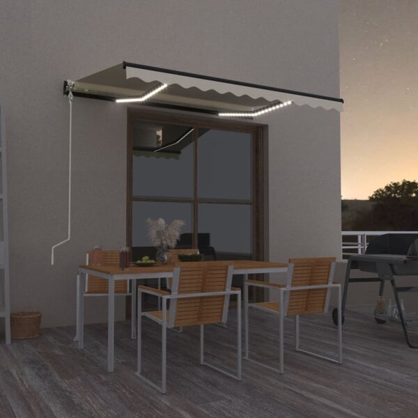 Maison Exclusive – Elektrická markíza s LED osvetlením a senzorom, rozmer 3,5 x 2,5 m, farba krémová