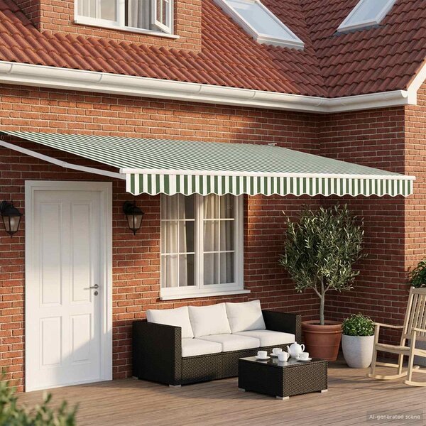 Maison Exclusive – Elektrická solárna markíza, 4 x 3 m, zelenobiele pásy