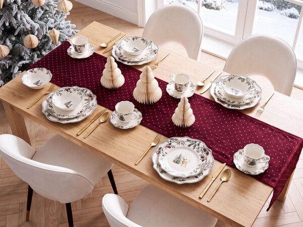 20-dielna sada jedálenského riadu biela porcelánový riad pre 4 osoby taniere a šálky vianočný motív