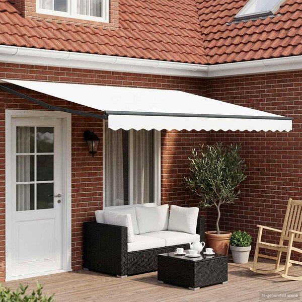Maison Exclusive – Elektrická solárna markíza, 4 x 3 m, biela, 100% polyester
