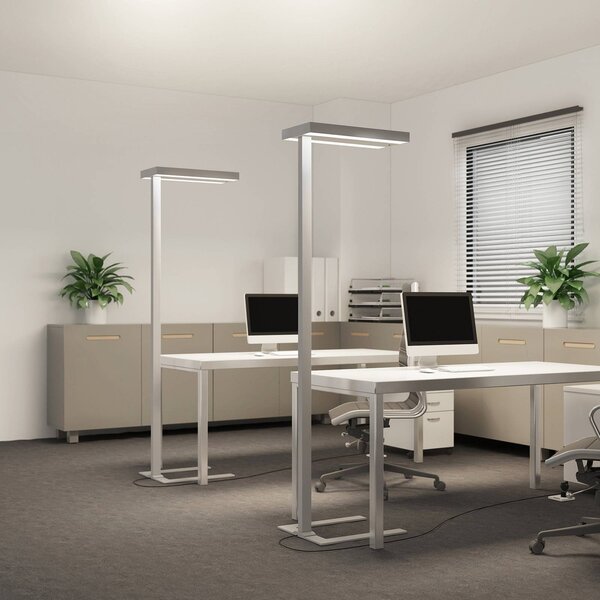 Arcchio Stojacia lampa LED Logan Ultra, 4 000K, senzor, stmievateľná, Hliník / sivá / zinok, Pracovňa / Kancelária, Hliník, Moderný, Stolová lampa