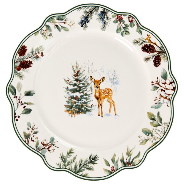 20-dielna sada jedálenského riadu biela porcelánový riad pre 4 osoby taniere a šálky vianočný motív