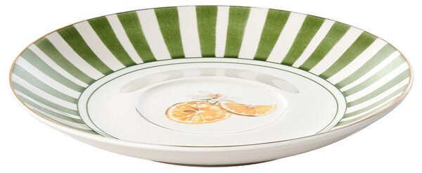 20-dielna sada jedálenského riadu biela a zelená porcelánový riad pre 4 osoby taniere a šálky citrónový vzor