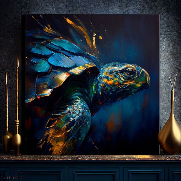 Dekoratívna maľba na plátne - PREMIUM ART - Green Turtle Odyssey - 60x60 cm