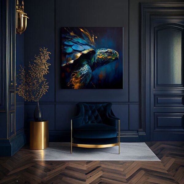 Dekoratívna maľba na plátne - PREMIUM ART - Green Turtle Odyssey - 60x60 cm