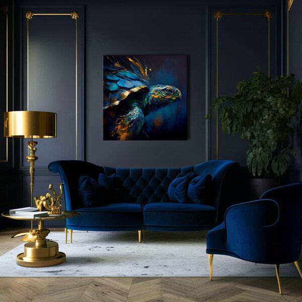 Dekoratívna maľba na plátne - PREMIUM ART - Green Turtle Odyssey - 60x60 cm