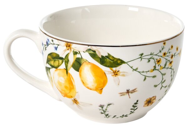 20-dielna sada jedálenského riadu biela a zelená porcelánový riad pre 4 osoby taniere a šálky citrónový vzor