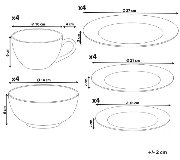20-dielna sada jedálenského riadu biela a zelená porcelánový riad pre 4 osoby taniere a šálky citrónový vzor
