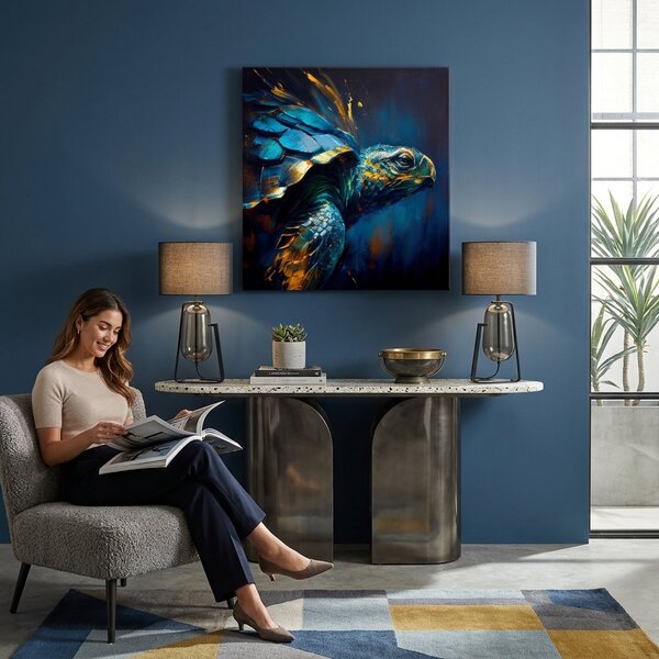 Dekoratívna maľba na plátne - PREMIUM ART - Green Turtle Odyssey - 60x60 cm