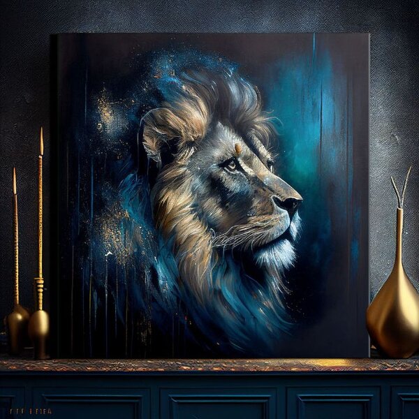 Dekoratívna maľba na plátne - PREMIUM ART - Lion's Strength and Grace - 60x60 cm