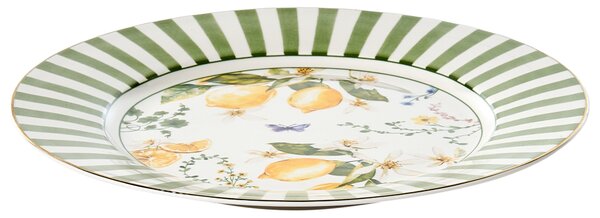 20-dielna sada jedálenského riadu biela a zelená porcelánový riad pre 4 osoby taniere a šálky citrónový vzor